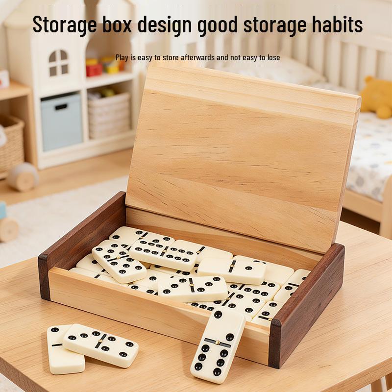 Children s Bamboo Domino Set - Educational Drawer Box Game for Parent-Child Interaction