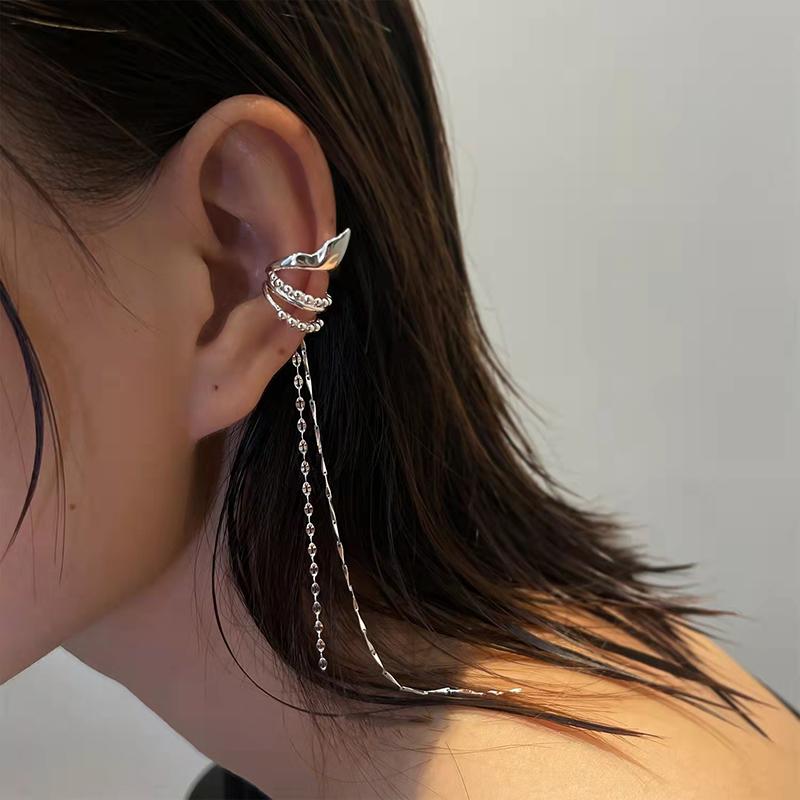 Multi-layer Elf Tassel Ear Clip European and American Simple Personalized Fashionable Long Chain Without Ear Hole Ear Bone Clip