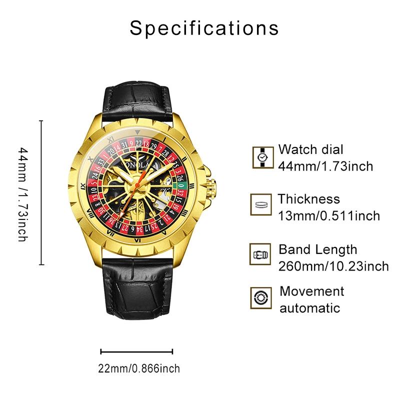 Men Mechanical Watch Creative Rotating Dial Roulette Automatic Wristwatch Luminous Waterproof Watches