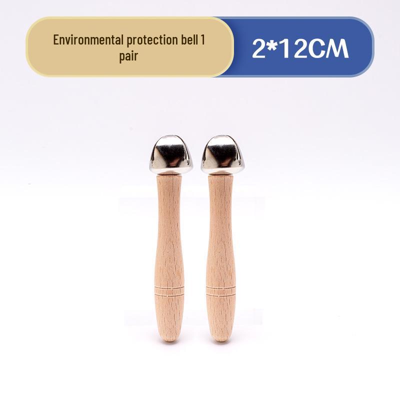 Orff Percussion Set: Claves, Castanets, Sand Shakers, Egg Shakers, Wrist Bells, Tambourine, Triangle, and Wood Block.