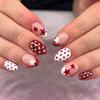 24pcs Oval Star Polka Dot Nail Stickers, Acrylic , Perfect Fit, Set Includes: 1pc Jelly Gel And 1pc Nail File. Short Nai