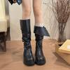 Pleated Pile Boots Two Wear Brown Tall Boots Children's 2025 New Autumn Thick-soled Knight Boots