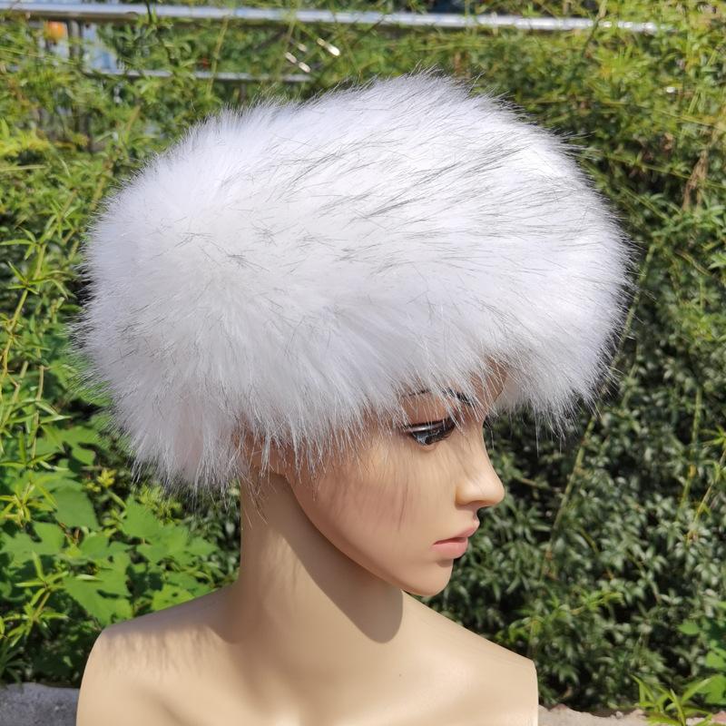 Unisex Thick Fur Dome Cap Retro Warm Flat Top Hat Outdoor Winter Accessories