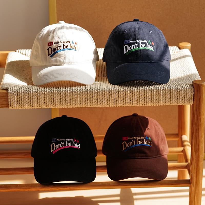 Fashion Hat American retro trend cap women's new big head circumference letter baseball cap face small versatile sun hat