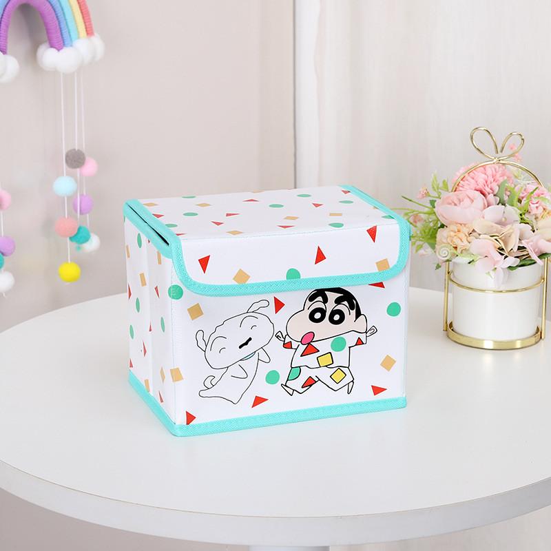 Cute Pajamas Crayon Shin Chan Shiro Striped Pattern Foldable Flip Storage Box For Office And Bedroom Storage