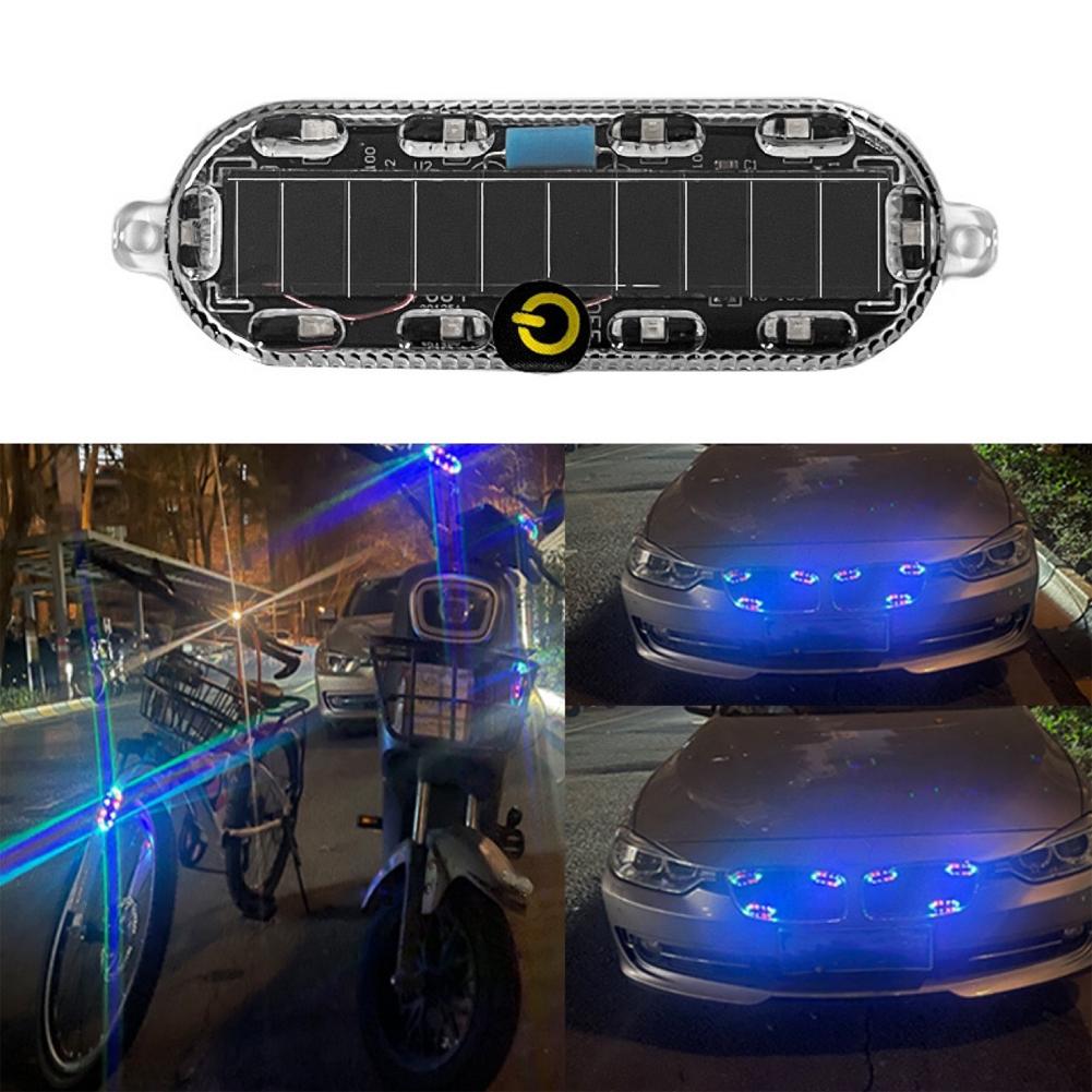 Solar Power Mortorcycle Car LED Warning Light Night Ride Tail Light Anti-rear Strobe Light for Motorcycle Electric Vehicle Bicycle #469274