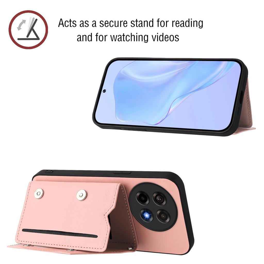 For OnePlus Ace 5 5G/OnePlus Ace 5 Pro 5G/OnePlus 13R 5G Case Card Holder Kickstand Skin-Touch Phone Cover with Wrist Strap