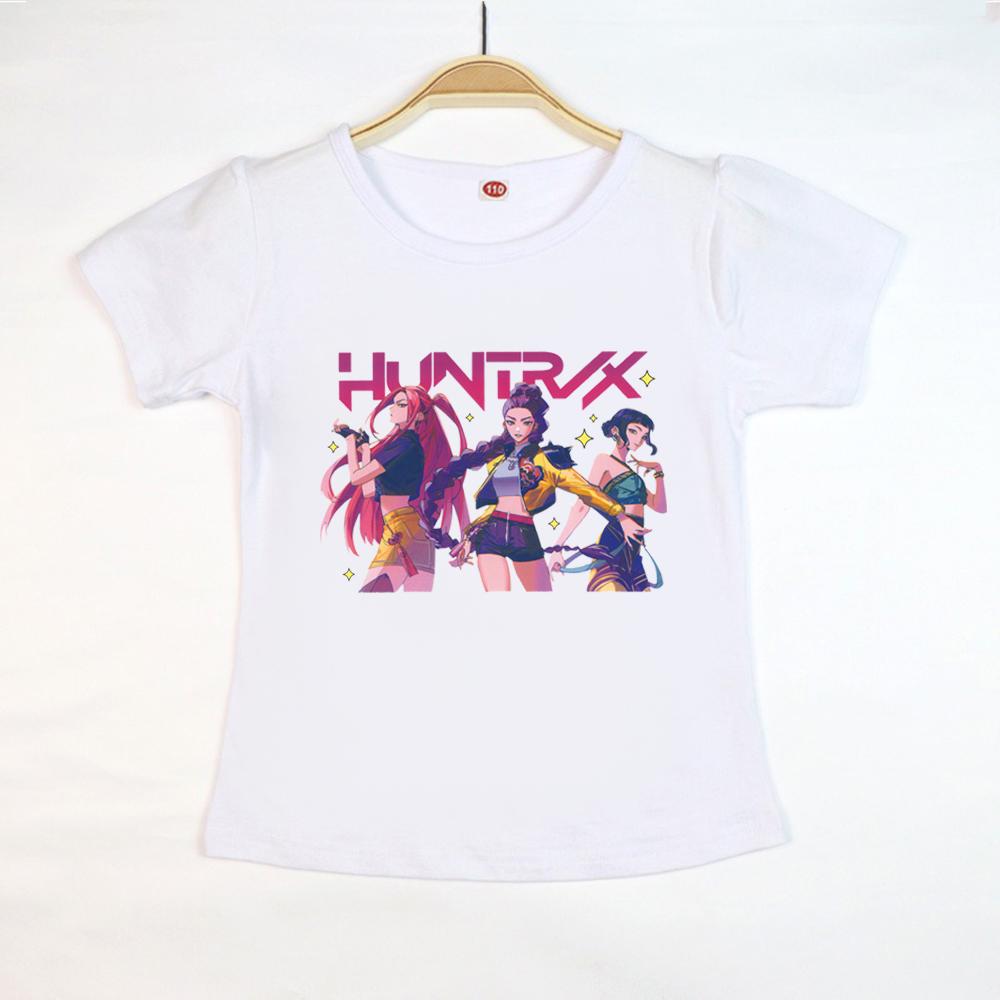 New T-shirt Anime Kpop Witch Hunting Group Printing Children T-shirt Fashion Casual Cartoon T-shirt Girls Children's Clothing