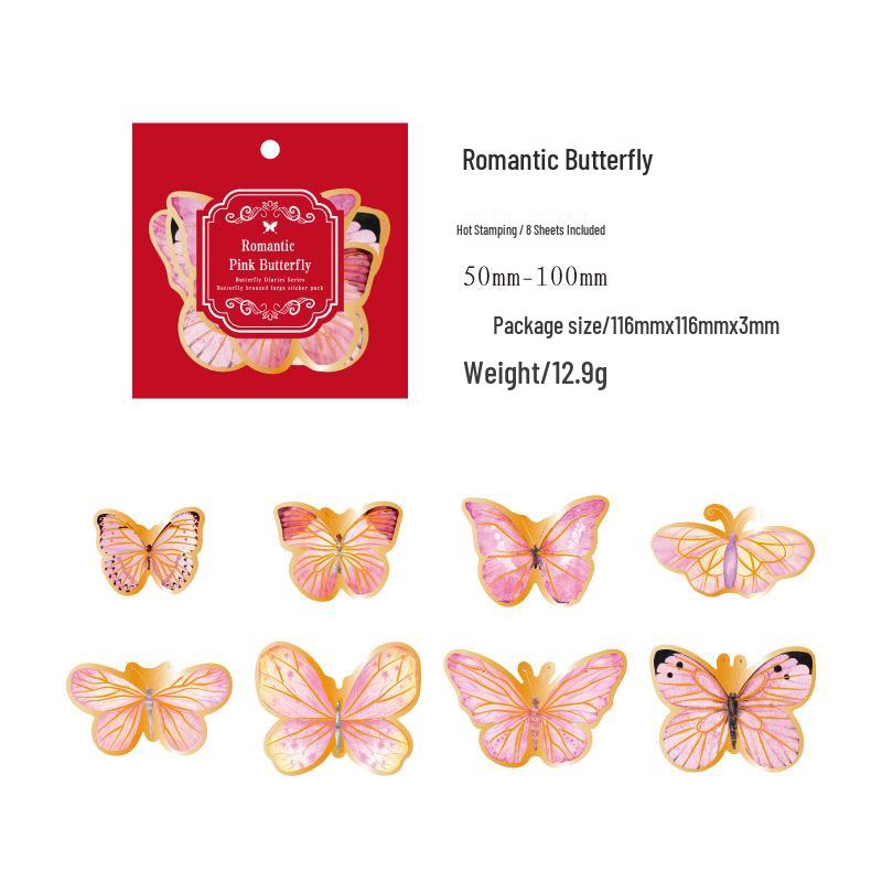 Gold Foil Butterfly Sticker Pack - Diary Series (6 Styles)