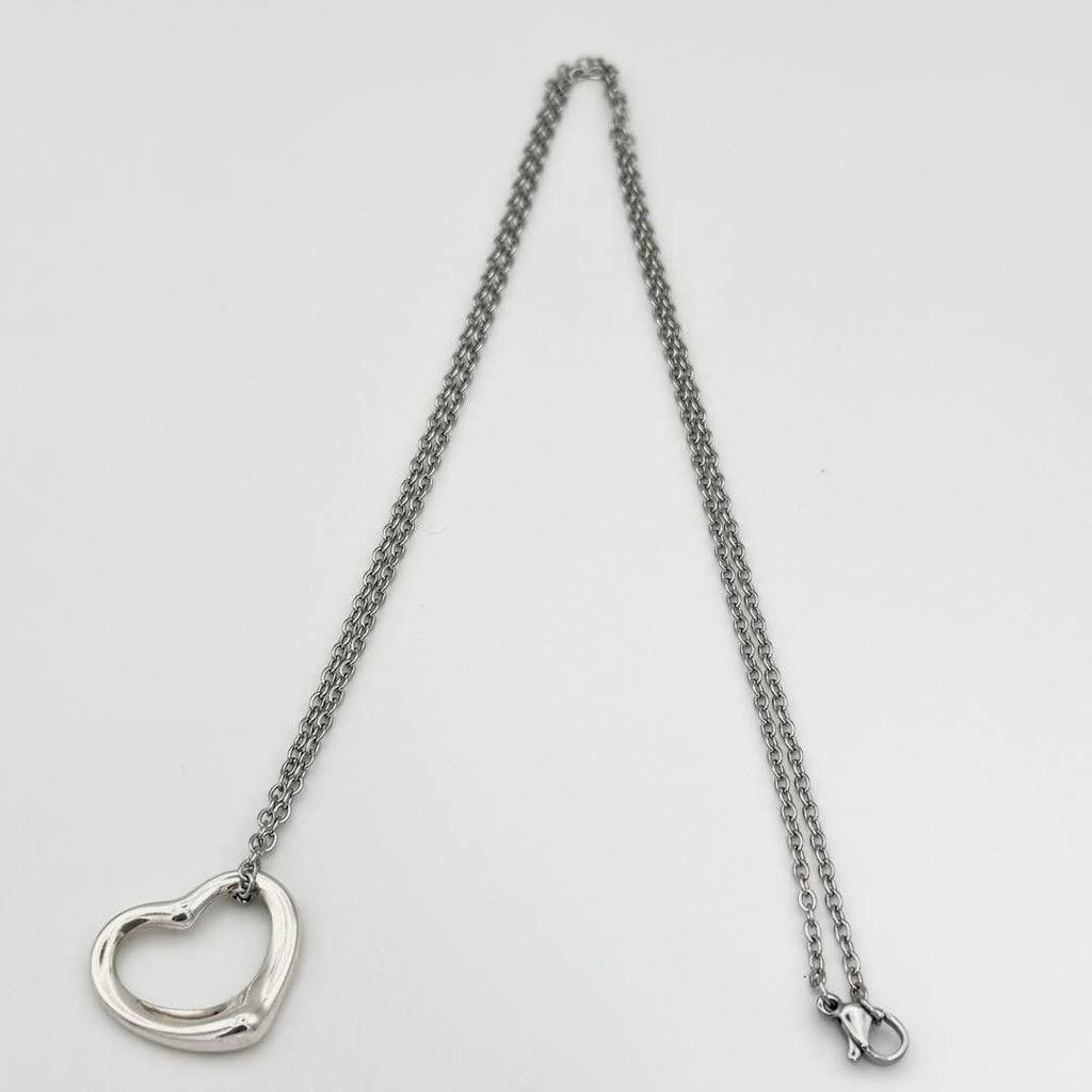 Used [External Chain] TIFFANY&Co. Open Heart Necklace Tiffany Pendant SV925