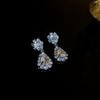 Rhinestone Water Drop Tassel Necklace & Earrings Set - Trendy V-shaped Design for Elegant Style