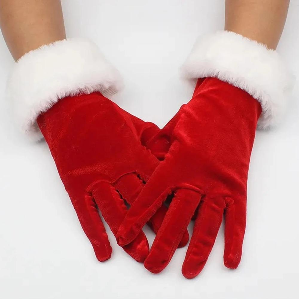 Christmas Party Etiquette Performance Gloves Womens Velvet Winter Warm Short Gloves Cycling Driving Running Outdoor Activities