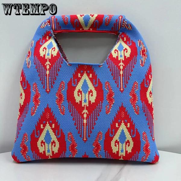 

WTEMPO Nylon Ethnic Style Women s Handbags Casual Versatile Handbags Office Ladies Bags with Top Handle Work Meal Bag Lunch Bag 1pc жовтий