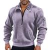 Men's Solid Color Corduroy Zipper Neck Long Sleeve Top Men's Casual Lapel Top