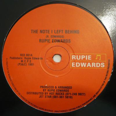 Disc de 12 inch RUPIE EDWARDS - The Note I Left Behind red001 Rupie Edwards 1991 UK Reggae, Ska & Dub Folosit