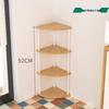 Triangular Corner Cabinet with Multi-Layer Storage and Display Shelves for Living Room or Bedroom.