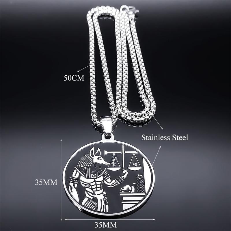 Collar con Colgante de Anubis Egipcio Acero Inoxidable Vintage Antiguo Egipto Lobo de la Muerte Cadenas de Anubis Collares Amuleto Joyería Collier