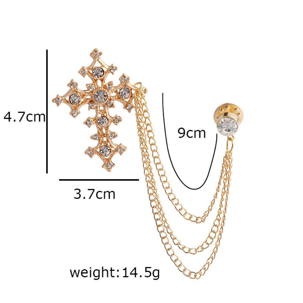 European and American retro cross brooch with diamond studded sparkling meteor brooch, metal hip-hop punk style accessory