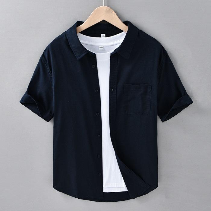 Summer Thin Men's Short Sleeve Shirt Breathable Cotton Linen Casual Comfortable Lightweight