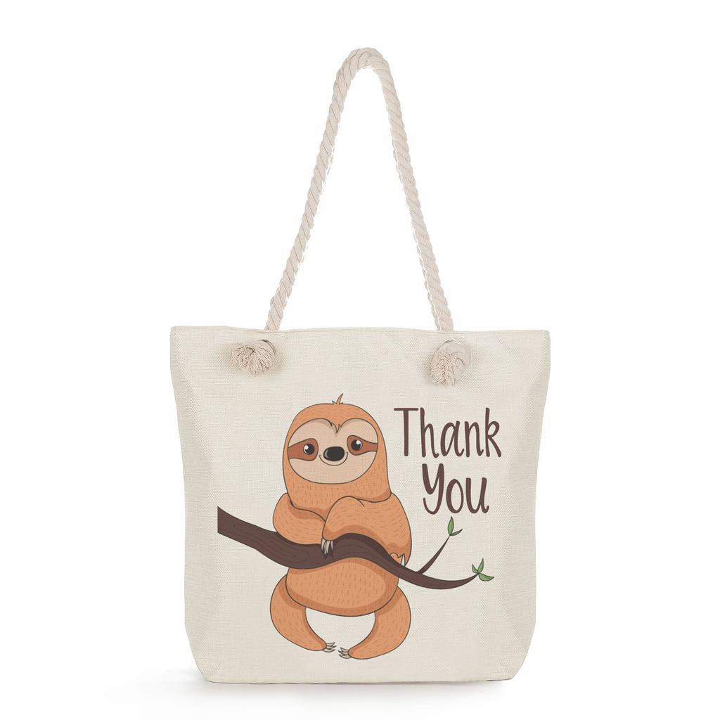 Multifunctional sloth Printed Thick Rope Shoulder Beach Bag Casual large capacity handbag 0121