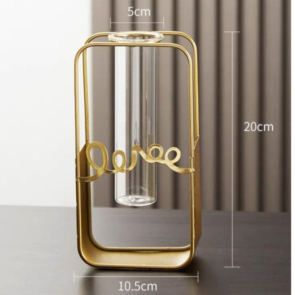 2026 Pentagram Heart Hydroponic Vase Home Decoration Triangle Rectangle Glass Test Tube Simplism Modern Gif Iron Art