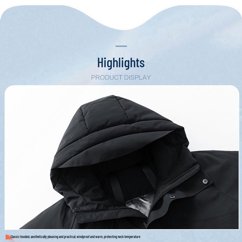 Męska wysokiej jakości krótka kurtka puchowa z kapturem - Niestandardowa modna marka, pogrubiona i luźny krój