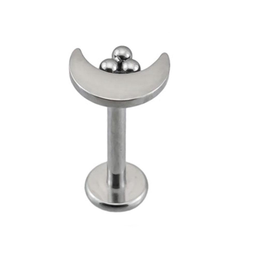 Ferskenhjerte Måne & Stjerne Titan Leppepiercing - G23, 1,2 mm Tykkelse, 6/8/10 mm Lengde