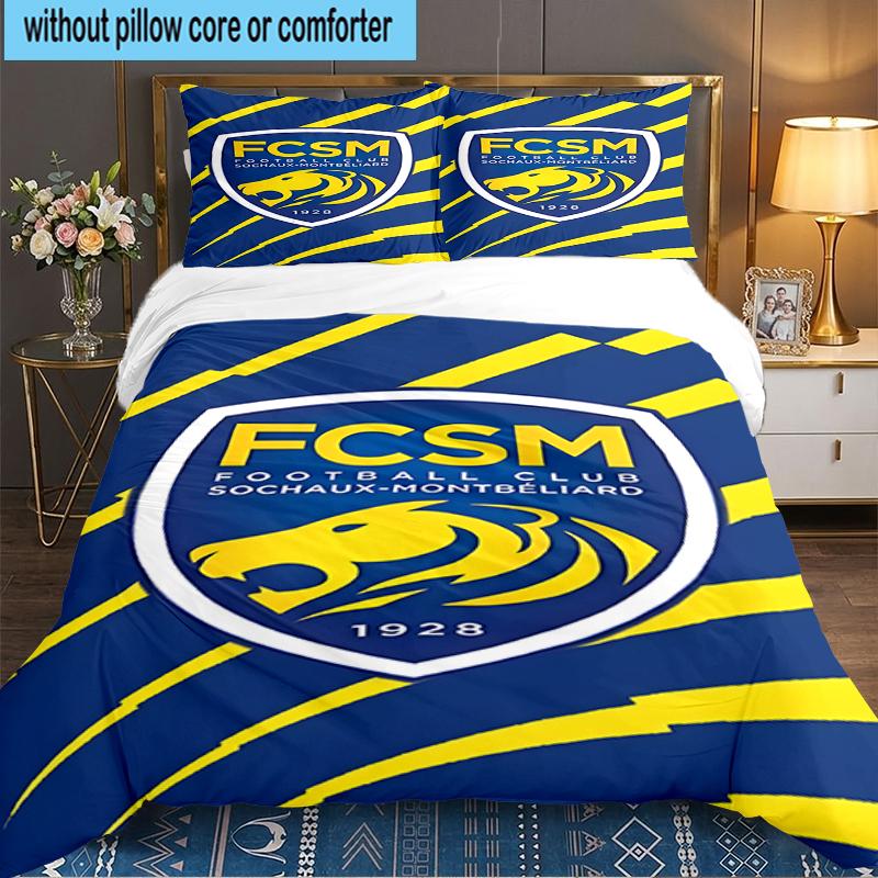 3PCS Fcsm Football Club Emblem Bedding set,Ideal for1pc Duvet Cover And 2pcs Pillowcases Perfect for Christmas gift,Ideal for Bedroom, Dormitory