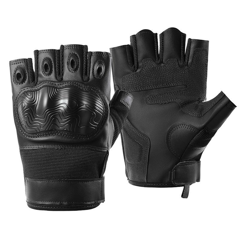 Outdoor Tactical Gloves for Men's Non Slip Shock Absorption Half Finger Hard Shell Protection Training Rock Climbing Cycling Military Fans Gloves