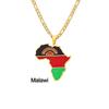 Collar con Mapa de Esmalte Africano: Colgante Geométrico de Acero de Titanio, Joyería Estilo 2022.