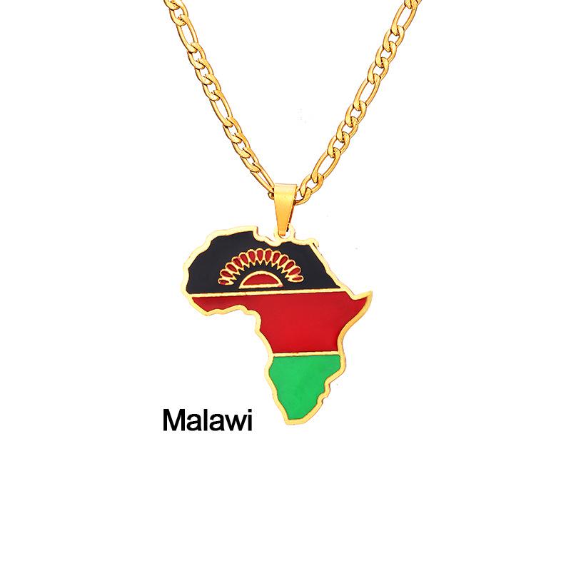Collar con Mapa de Esmalte Africano: Colgante Geométrico de Acero de Titanio, Joyería Estilo 2022.