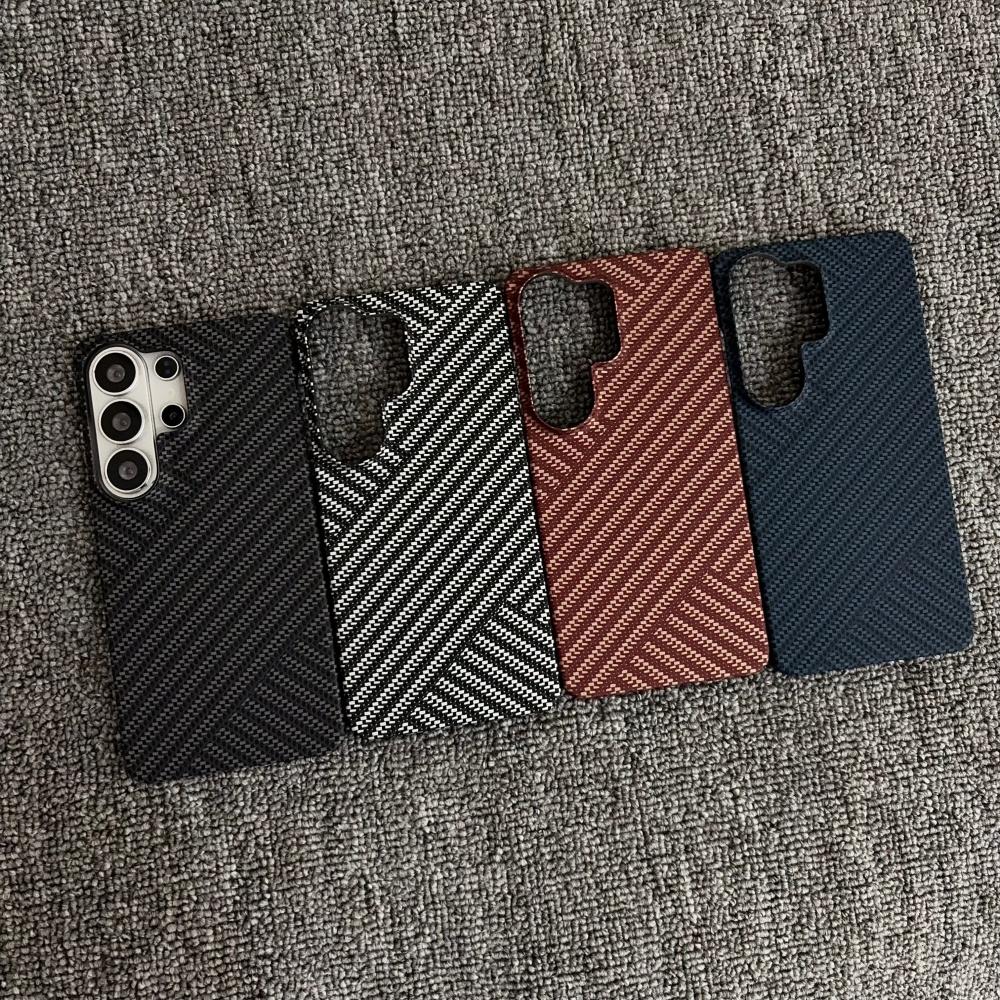 Business Carbon Fiber Kevlar Pattern Phone Case For Samsung S26 Ultra S25 S24 S23 S26 Plus Magnetic For Magsafe Hard PC Cover
