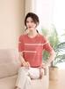 Women's Ice Silk Short Sleeve Knit T-shirt - Summer 2026, Stylish, Loose Slimming Fit, Lightweight & Fashionable for Moms