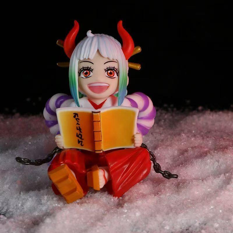 

Anime One Piece Ghost Island Q Version Read Books Yamato Sitting Posture Car Decoration Statue Cute Model Ornament Birthday Gift
