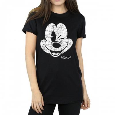 Camiseta feminina/feminina Mickey Mouse de algodão com namorado