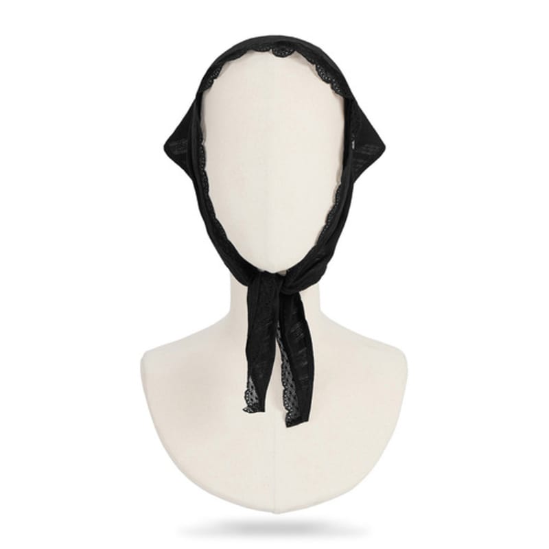 VARZAR VA Curved Oval Metal Lace Bandana Black