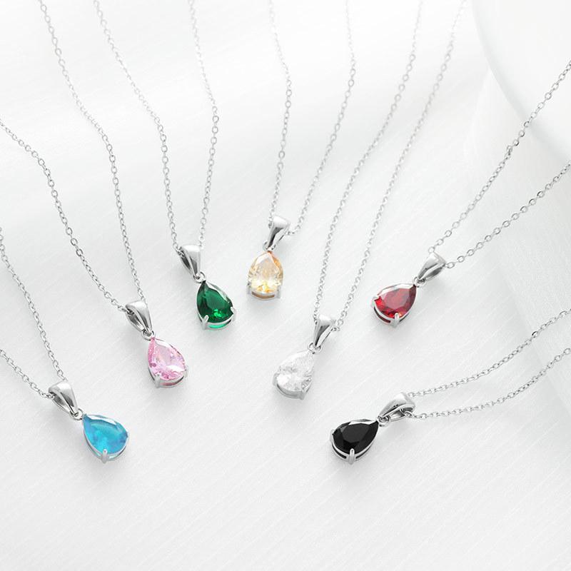 Versatile Personality and Temperament Zircon Necklace Simple Waterdrop Necklaces Fashion Age Reduction Colored Jewelry