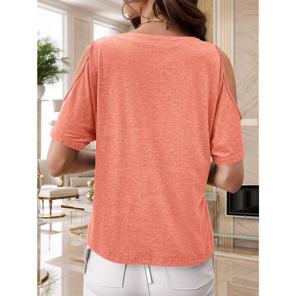 Spring Summer New Women's Solid Off Shoulder Short Sleeve T-shirt, Fashion Casual European American Style Women's Tops for Foreign Trade