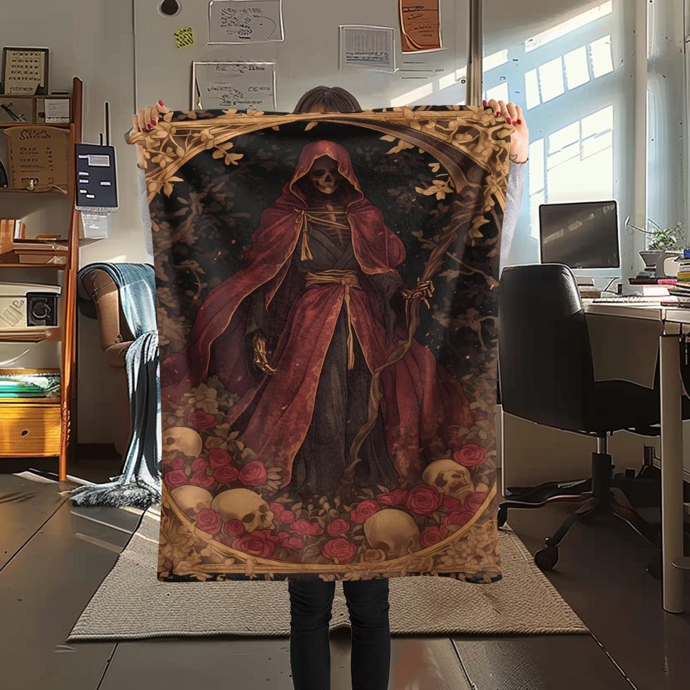 skeleton Print Flannel Blanket,High quality Comfortable for All Seasons,Home Decor,Warmth and Comfort,Perfect for Christmas Gifts