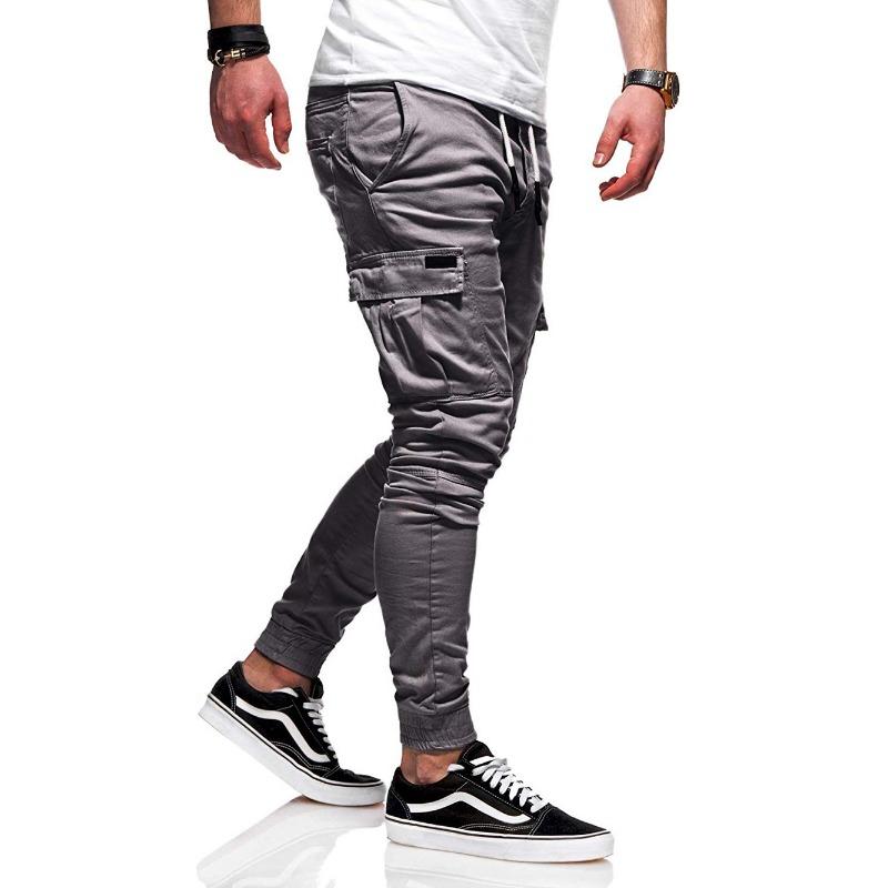 Men Solid Drawstring Loose Casual Athletic Long Jogger Pants