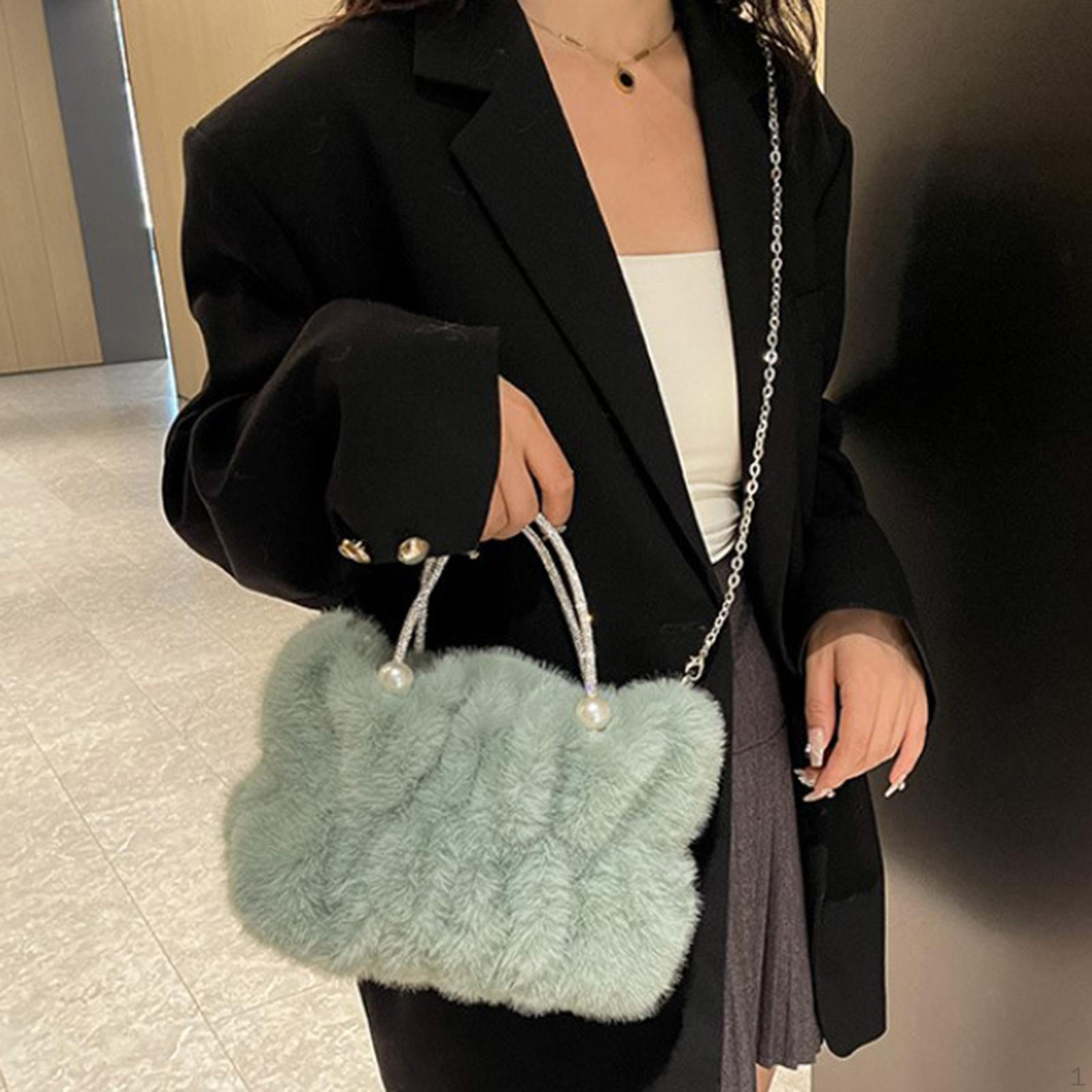 

Плюшевая сумка-портфель для женщин, модная и удобная, для покупок под мышками зелёный