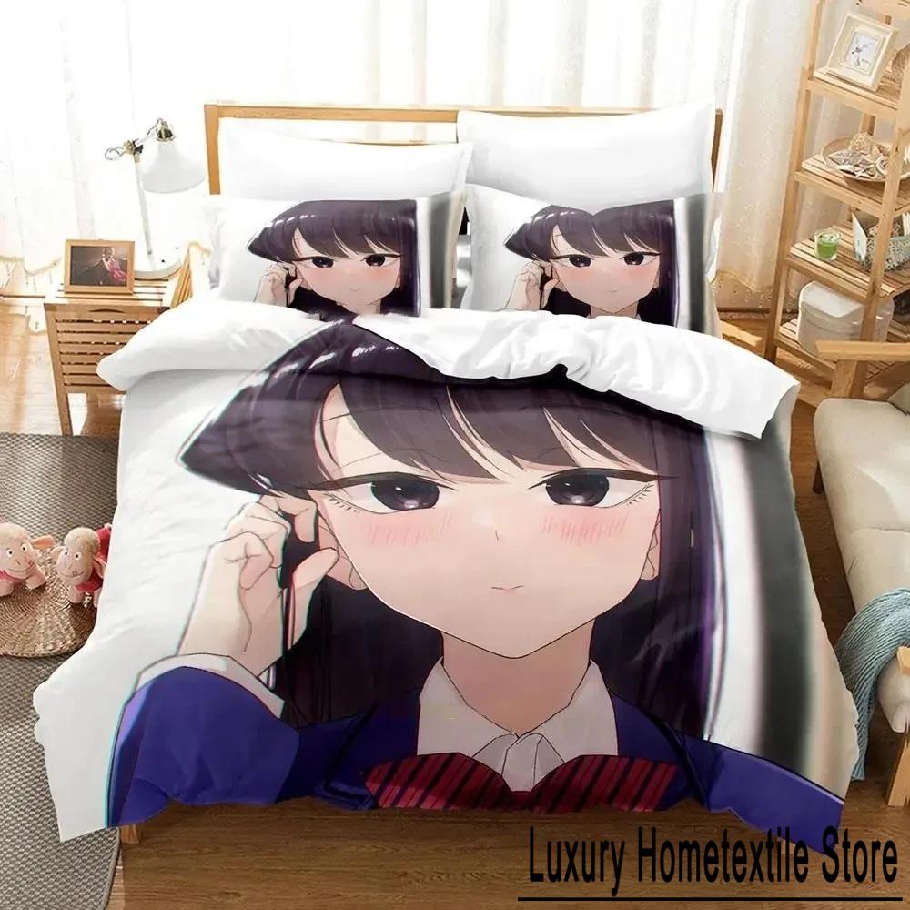 Anime Komi Can't Communicate Bedding Set Duvet Cover Bed Set Quilt Cover Pillowcase Comforter King Queen Size Boys Adult