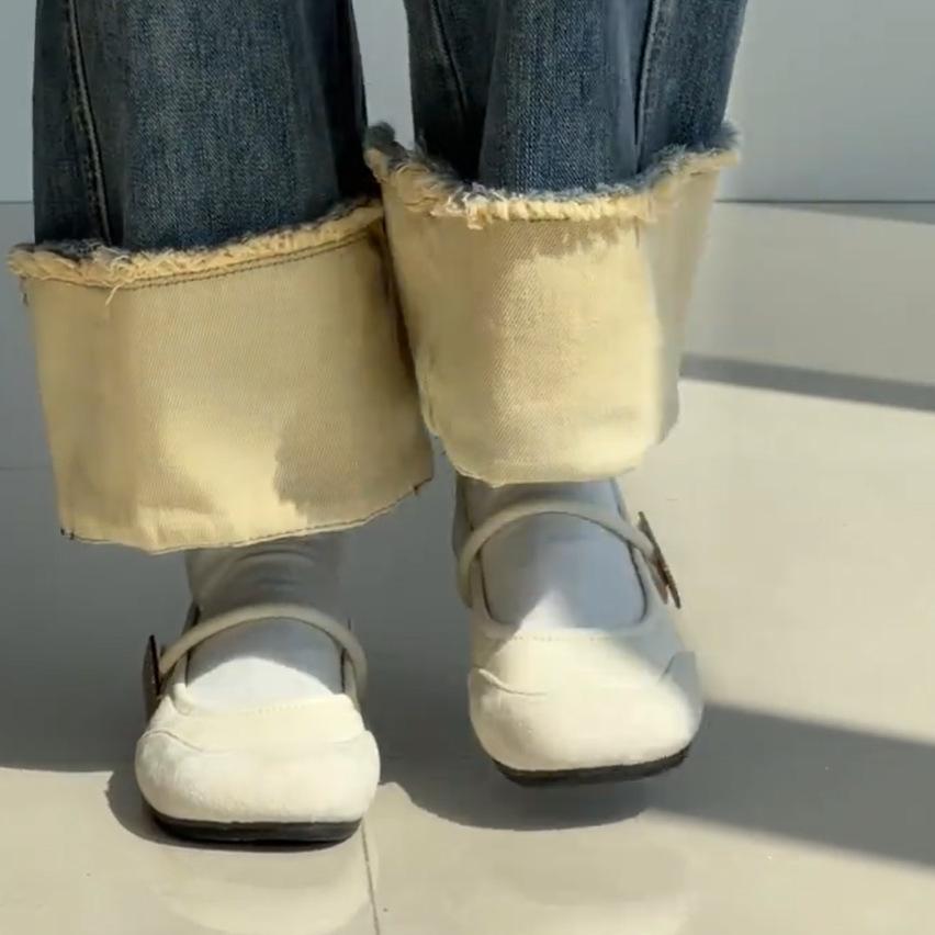 Versatile Soft Sole Year Word by Word with Soft Surface Belt Spring and Autumn Mary Jane Shoes Round Head Shallow Mouth Grandma Shoes