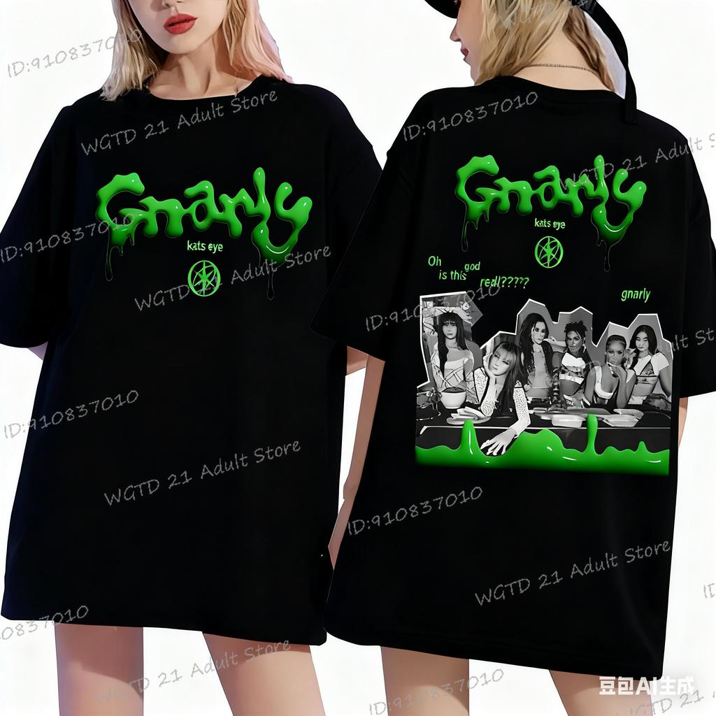 Casual Katseye Grunge Graphic T Shirt Women Men Hip Hop Streetwear Korean Pop Music Band Unisex Y2K Tops