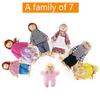 7Pcs/Set Kids Girls Lovely Family Dolls 7 People Play Set Wooden Figures Kit Pretend Gifts for Children House