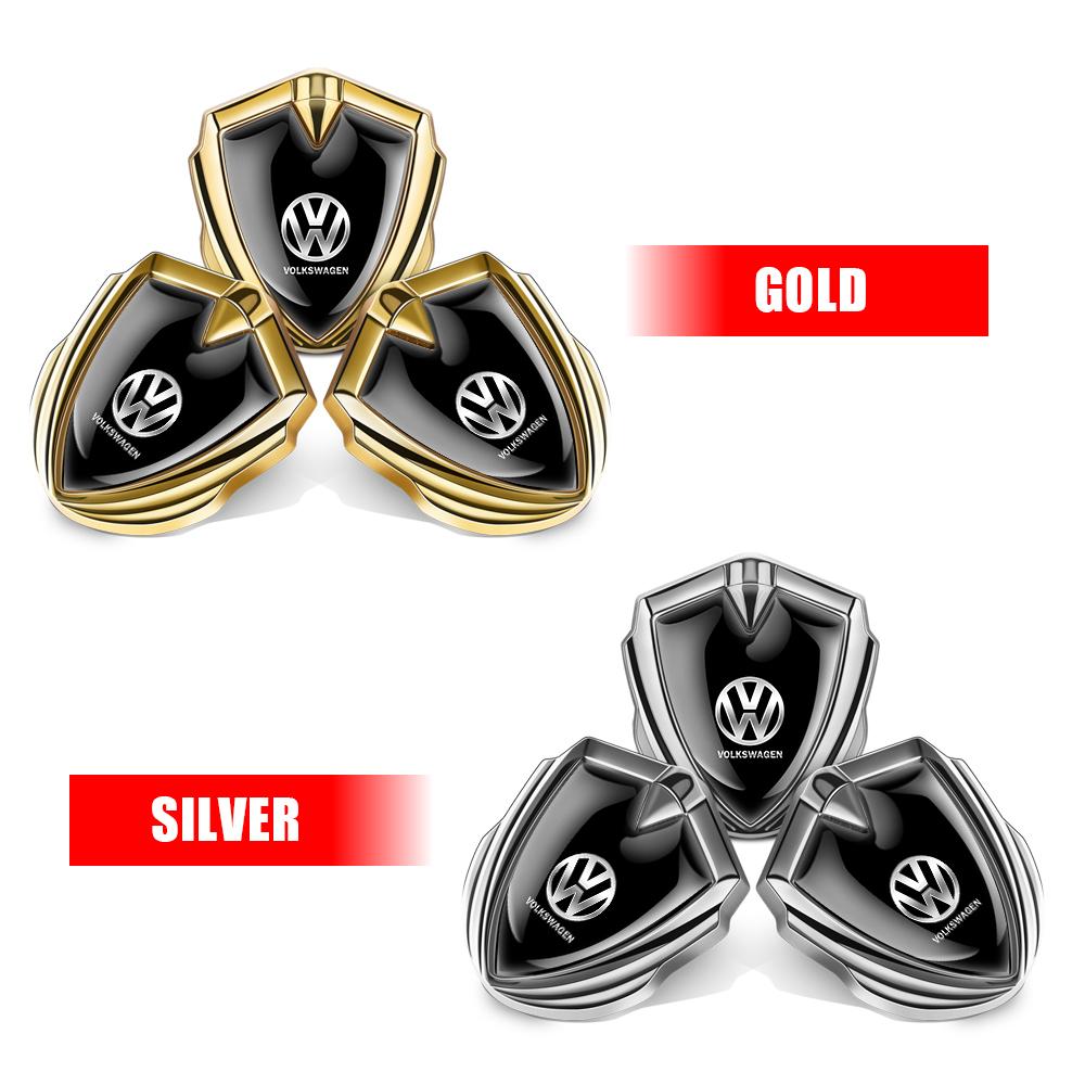 3D Metal Car Fender Body Emblem Shield Sticker Accessories Decor Valve Cap for Volkswagen VW Caddy GTI Bora Passat Touran Beetle