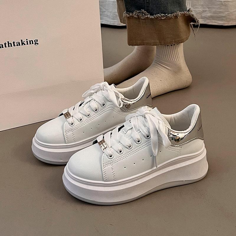 

Белые туфли на платформе McQueen женские новая весенняя коллекция взрыв хай-энд подошва-маффин повседневные универсальные кеды женские тренд 40