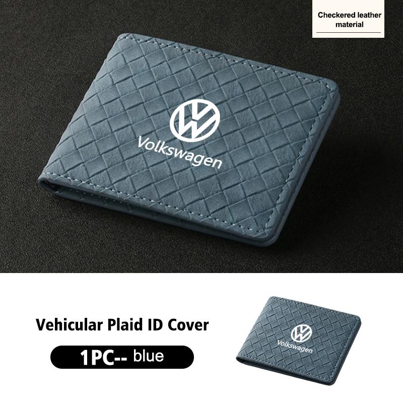 VFHJQ1 Suede Car ID Cover Vehicular Plaid Card Protector Wallet For Volkswagen VW Golf 4 5 6 7 Polo Jetta Sagitar Magotan Passat B5 B6