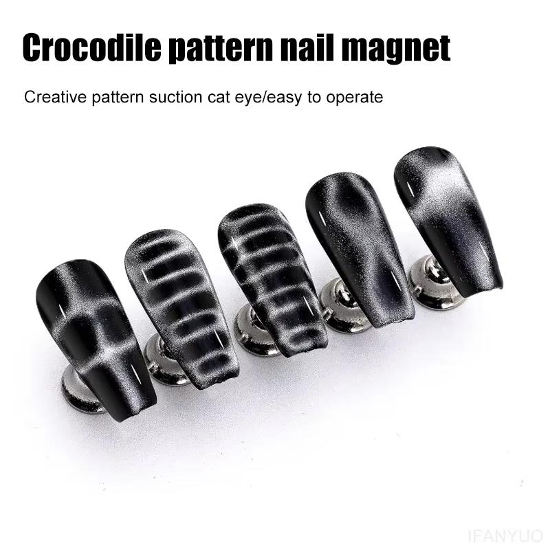 Krokodillemønster Neglemagnet Negle Katteøye Sterk Effekt Magnet Bølge Geometrisk Negle UV Attraksjonsmagneter Sett Manikyr DIY Verktøy