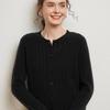 Women's Slimming Cable Knit Cashmere Cardigan - Long Sleeve, Warm, Round Neck, Single-Breasted